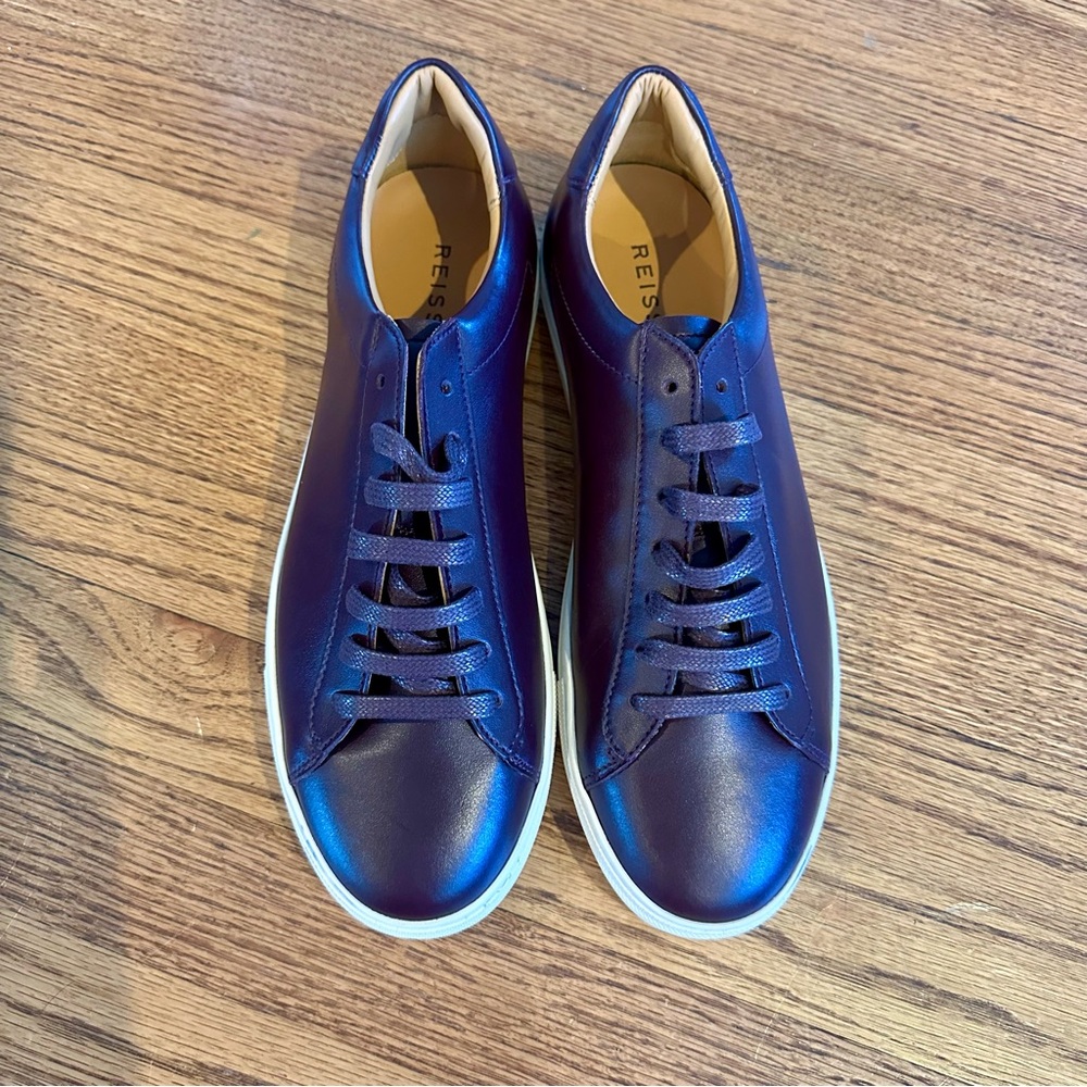 reiss pomegranate finley lace up trainers